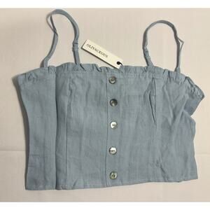 Olivaceous NWT Light Blue Button Front Sleeveless‎ Crop Top Size Medium
